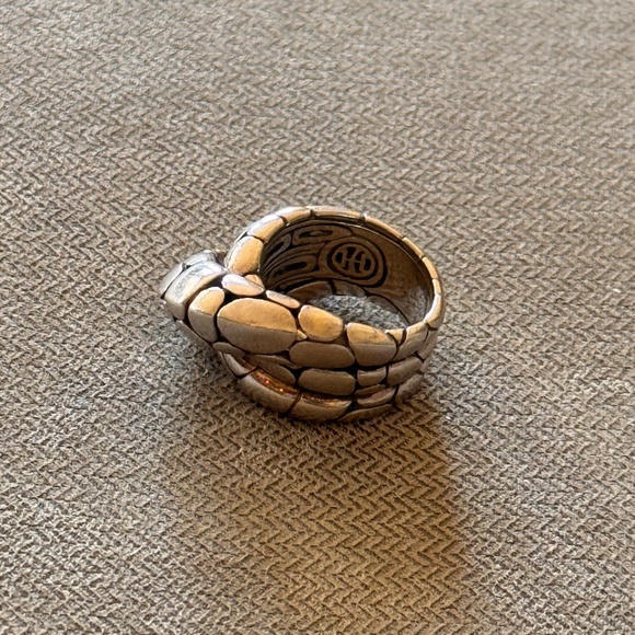 John Hardy Sterling Silver Kali Pebble Crossover Twist Ring Size 7.5 - Picture 9 of 10